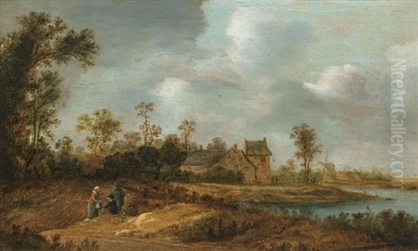 Landscape With Figures Resting On A Field Oil Painting by Reyer Claesz Suycker