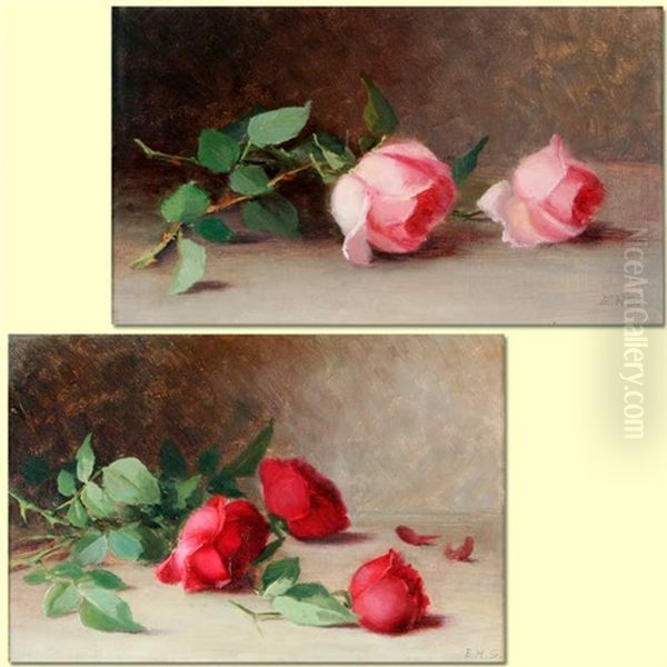 Red Roses And Pink Roses Oil Painting by Edward Howard Suydam