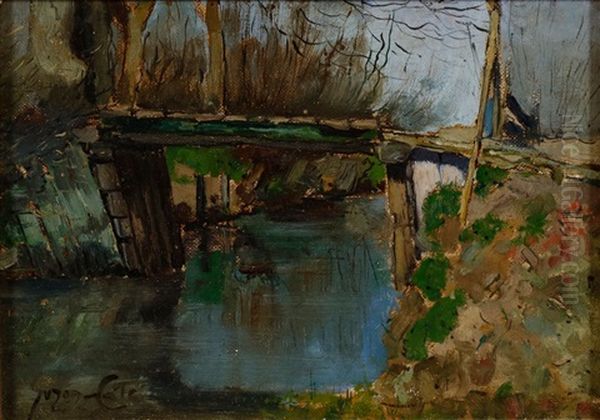 Old Bridge, Arthabasca, Pq Oil Painting by Marc Aurele de Foy Suzor-Cote