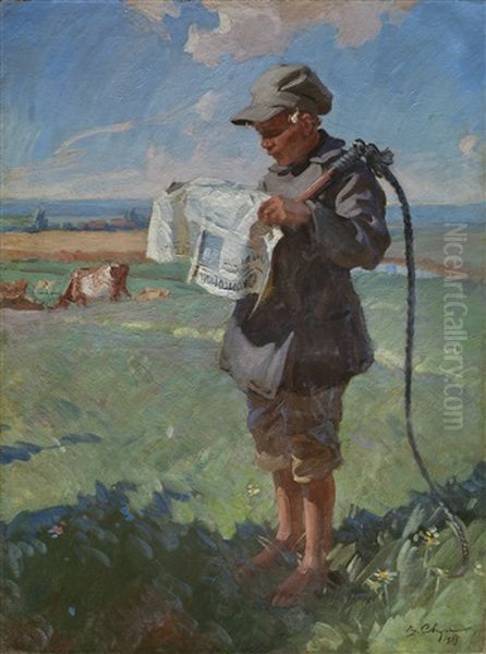 Shepherd Boy Oil Painting by Vasili Semenovich Svarog