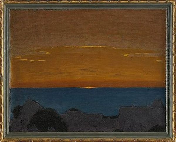 Solnedgang I Havet - Visby Oil Painting by Pelle Svedlund