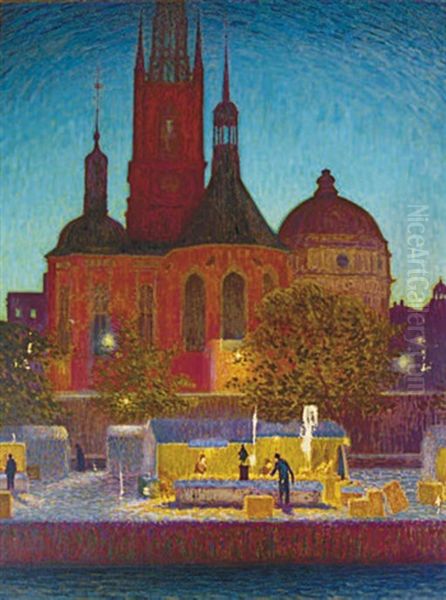 View Of The Riddarholm Church, Stockholm Oil Painting by Pelle Svedlund