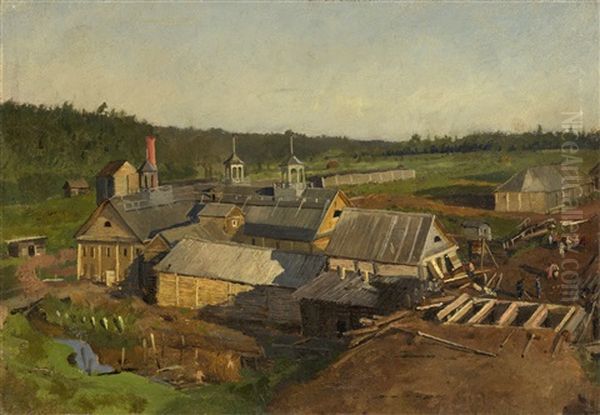 View Of The Distillery At Mikhailovsky Zavod Oil Painting by Aleksandr Alexandrovich Svedomskij