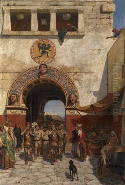 Gate In Volterra, Etruria Oil Painting by Aleksandr Alexandrovich Svedomskij