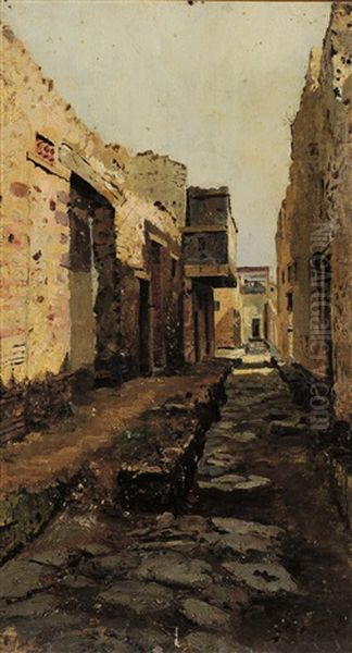 Pompei, Vicolo Del Balcone Sospeso Oil Painting by Aleksandr Alexandrovich Svedomskij