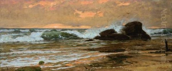 Seascape With Clear Sky Oil Painting by Paul Alexander Svedomsky