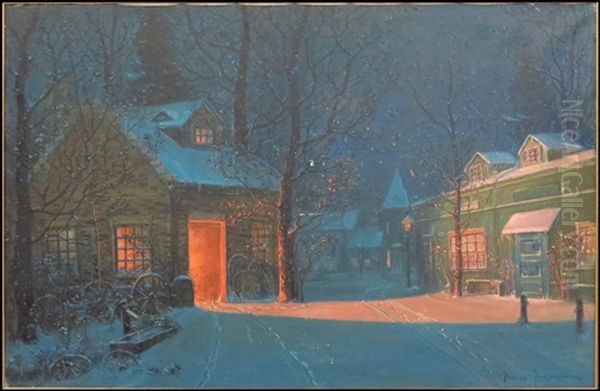 Nocturnal Glow Oil Painting by Svend Rasmussen Svendsen