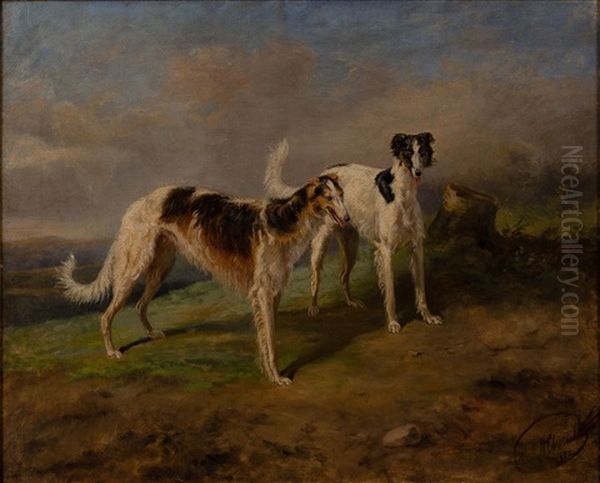 The Hunter's Dogs Oil Painting by Nikolai Egorovich Sverchkov