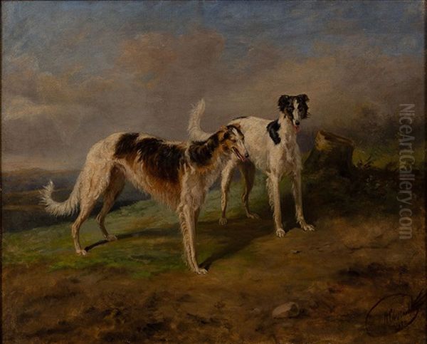 The Hunter's Dogs Oil Painting by Nikolai Egorovich Sverchkov