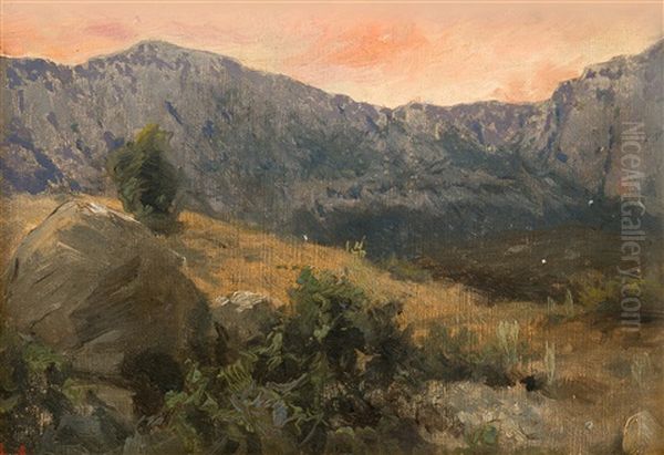 Mountain Landscape Oil Painting by Sergei Ivanovich Svetoslavsky