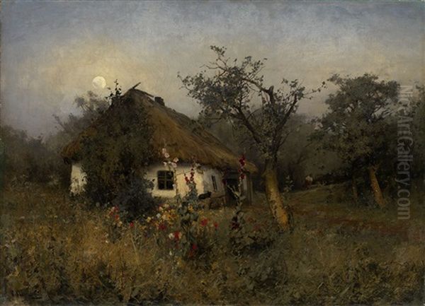 Village By Moonlight by Sergei Ivanovich Svetoslavsky