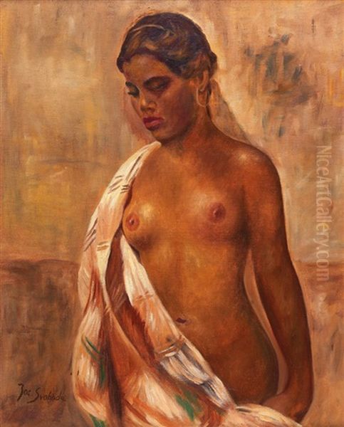 Portrait De Femme Oil Painting by Josef Cestmir Svoboda