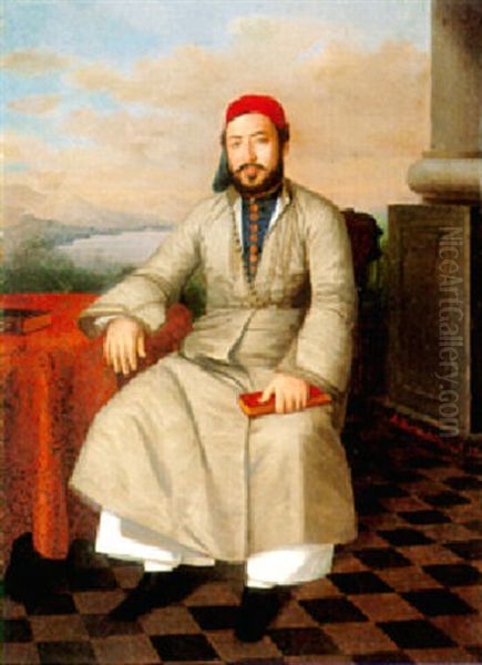 A Gentleman In Turkish Attire Oil Painting by Sandor Alexander Svoboda