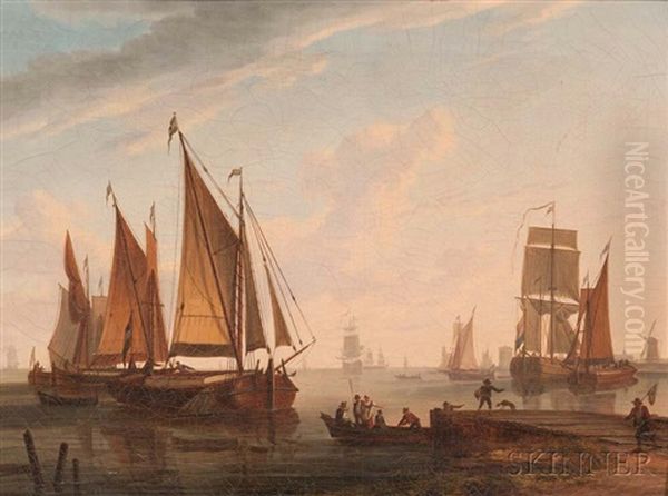 Harbor Scene Oil Painting by Frans Swagers