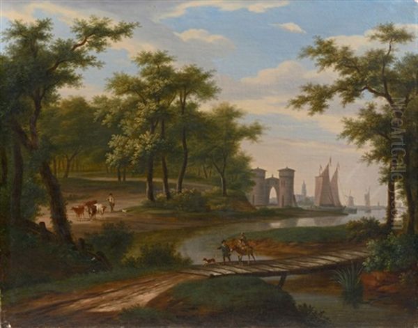 Le Passage Du Pont De Bois Oil Painting by Frans Swagers