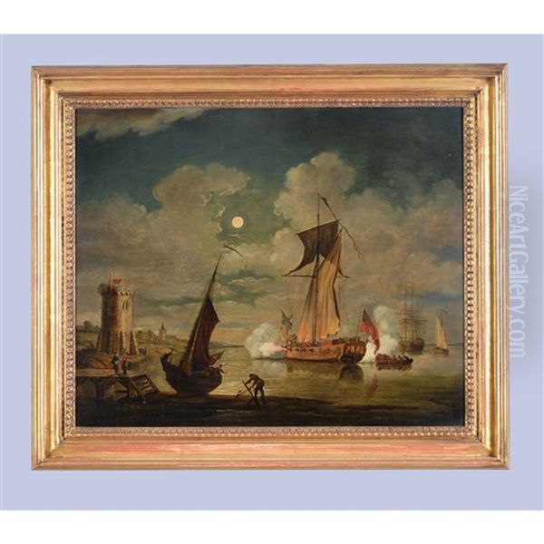 Firing The Guns Oil Painting by Francis Swaine