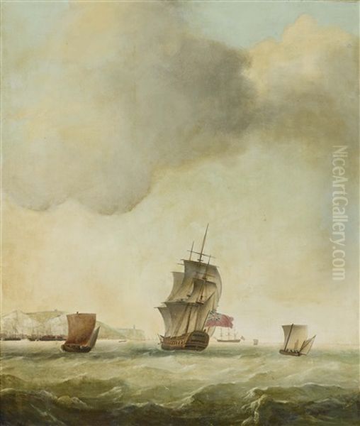 Britischer Dreimaster Vor Der Englischen Kuste Oil Painting by Francis Swaine