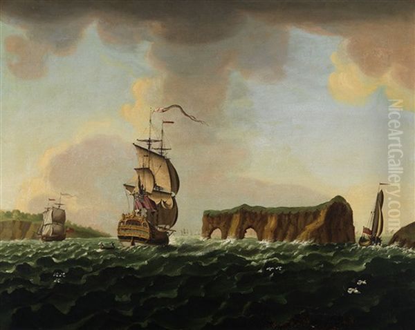 View Of The Pierced Island, In The Gulf Of The St. Lawrence Oil Painting by Francis Swaine