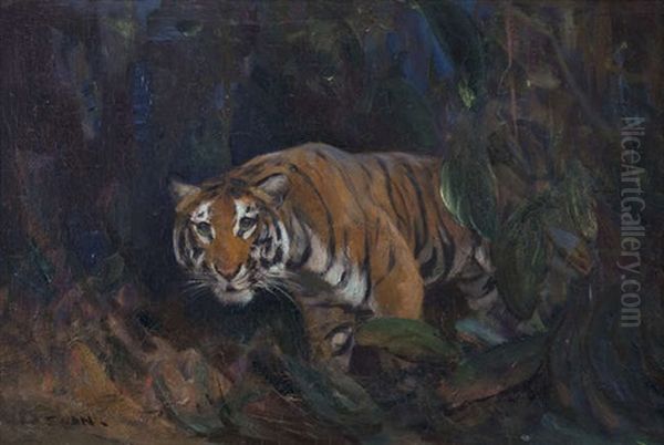 Tiger In The Undergrowth Oil Painting by Cuthbert Edmund Swan