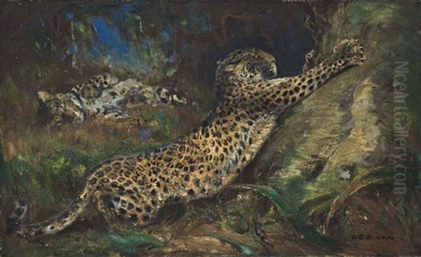 Contentment - Leopards Oil Painting by Cuthbert Edmund Swan