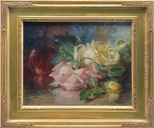 Still Life Of Roses Oil Painting by Emma Levina Swan