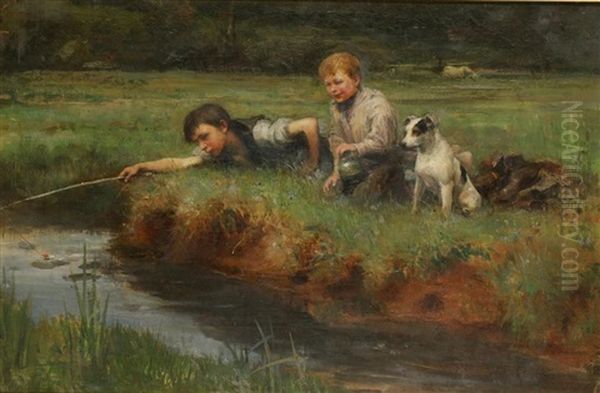 Boy Fishing Oil Painting by John Macallan Swan