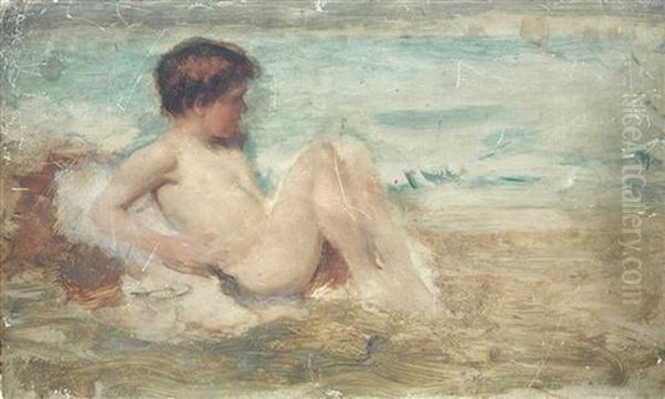 Boy On The Sea Shore Oil Painting by John Macallan Swan