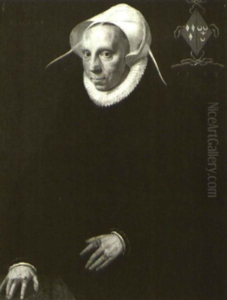 Portrait Of Adriana Vrancken Paets, Aged 64 Oil Painting by Isaac Claesz van Swanenburgh