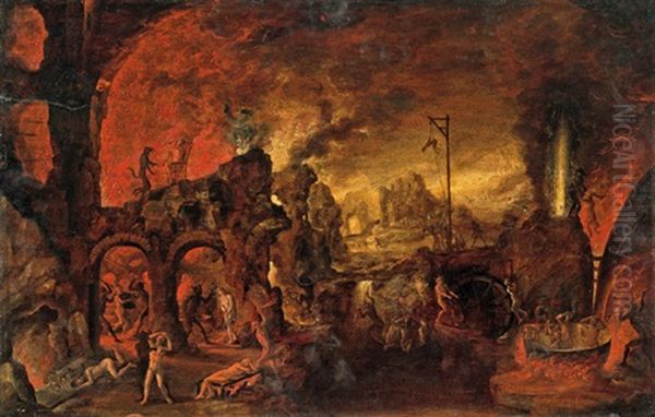 Die Holle Oil Painting by Jakob Isaacsz Swanenburgh