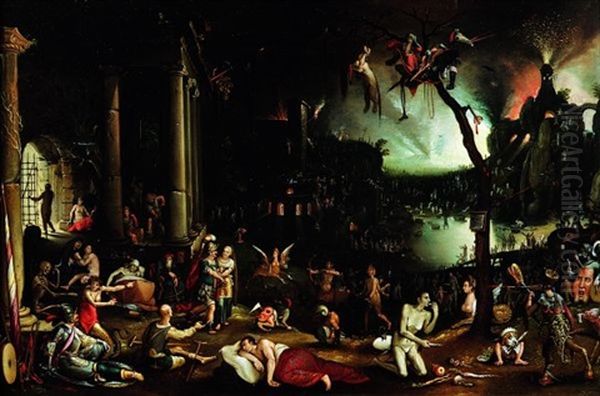 L'enfer Oil Painting by Jakob Isaacsz Swanenburgh