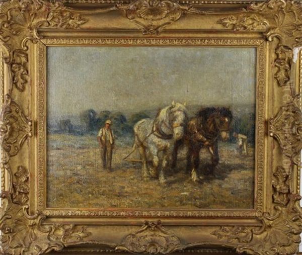 A Figure With Livestock On The Beach Oil Painting by Harold Joseph Swanwick