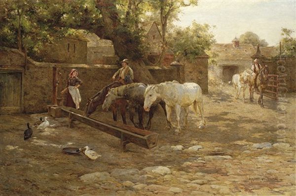 The Drinking Trough Oil Painting by Harold Joseph Swanwick