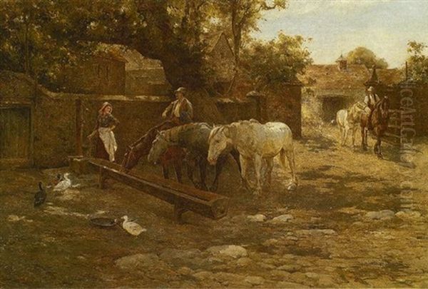 The Drinking Trough Oil Painting by Harold Joseph Swanwick