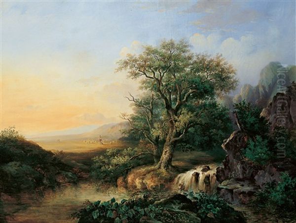 Landschaft Mit Wasserfall Oil Painting by Cristianus Hendricus de Swart