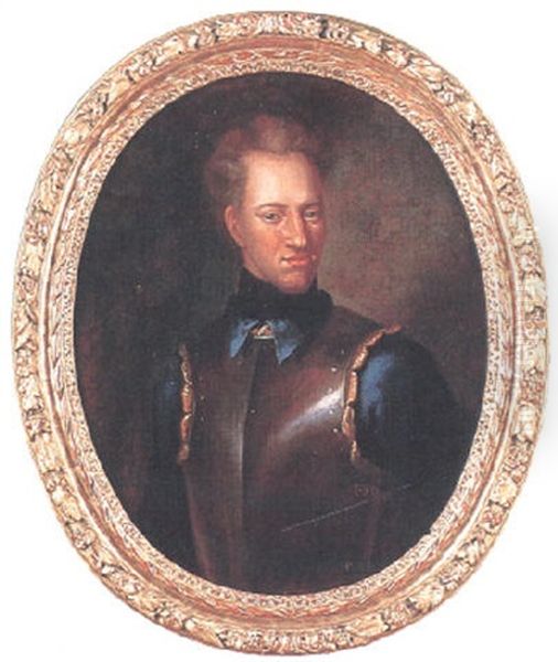 Portratt Av Karl Xii Ikladd Bla Rock, Harnesk Samt Svart Haldsuk Oil Painting by Johann David Swartz