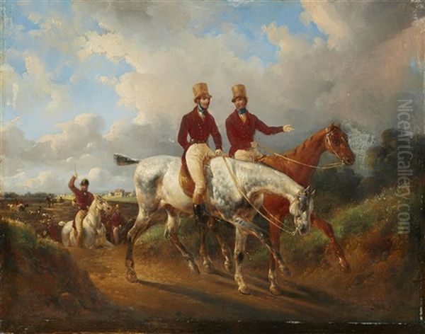 Departing For The Hunt Oil Painting by Edouard Swebach