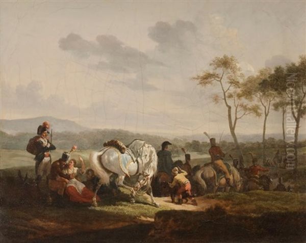 La Halte Du Convoi Militaire Oil Painting by Edouard Swebach