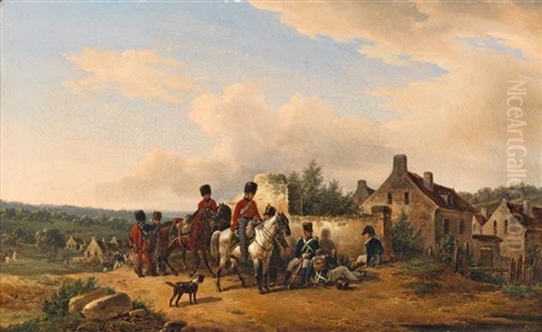 Imperial French Soldiers Resting Oil Painting by Edouard Swebach