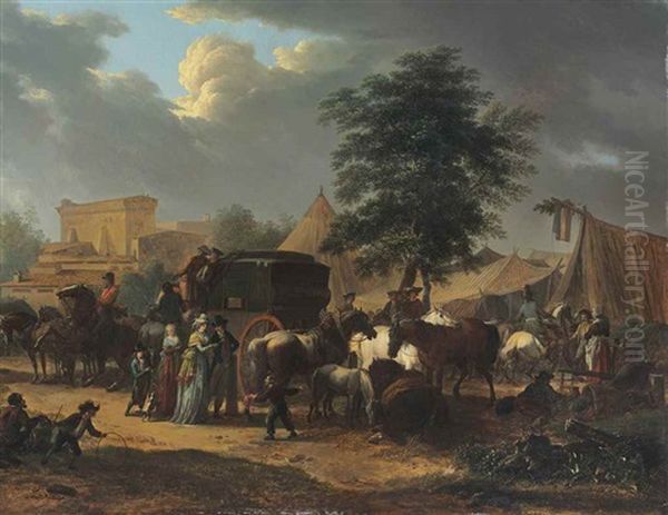 Marche Aux Chevaux Oil Painting by Jacques Francois Joseph Swebach-Desfontaines