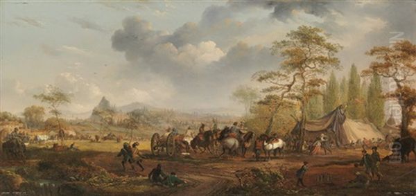 Heerlager Oil Painting by Jacques Francois Joseph Swebach-Desfontaines