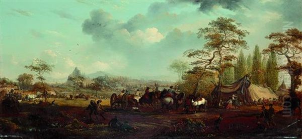 Heerlager Oil Painting by Jacques Francois Joseph Swebach-Desfontaines