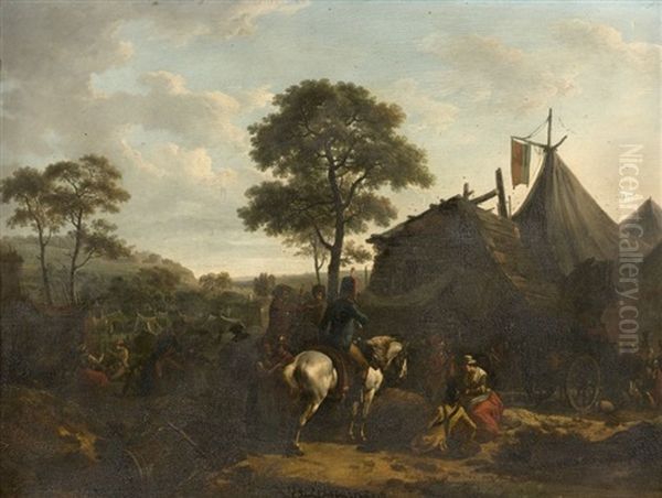 Campement De Soldats Au Repos Oil Painting by Jacques Francois Joseph Swebach-Desfontaines