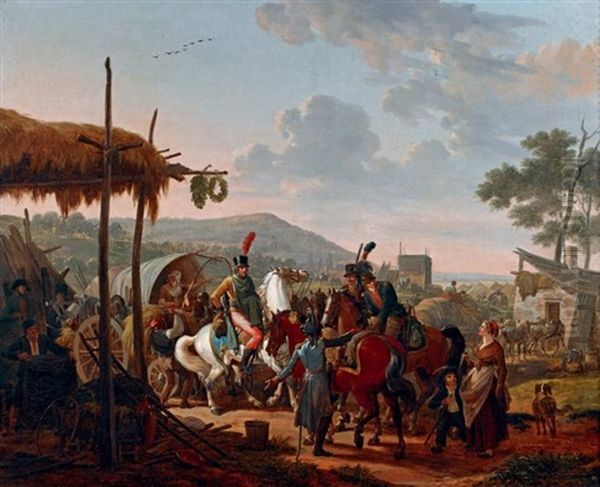 Le Coup De L'etrier Oil Painting by Jacques Francois Joseph Swebach-Desfontaines