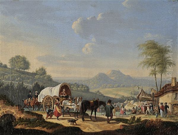 La Diligence Oil Painting by Jacques Francois Joseph Swebach-Desfontaines