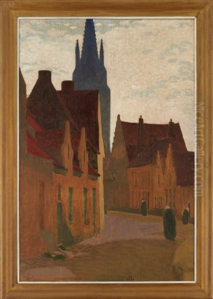 Stadsmotiv Fran Brugge Oil Painting by Pelle Swedlund