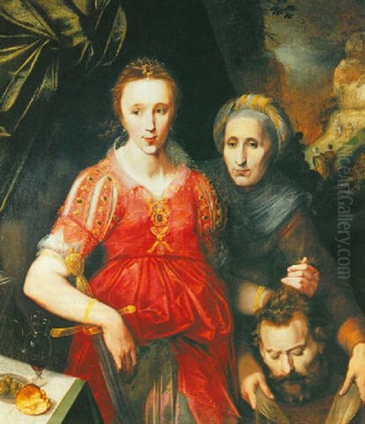 Judith Showing The Head Of Holofernes To The People Of Bethulia Oil Painting by Gerrit Pietersz Sweelinck