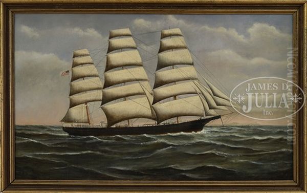 Portrait Of A Three Masted Sailing Ship Oil Painting by Joseph Park Sweetser