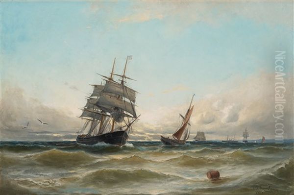 Naval Scene Oil Painting by Christian Fredrik Swensson