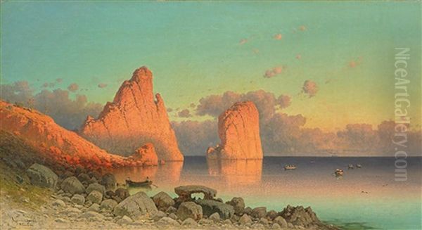 Die Faraglionifelsen Vor Capri Oil Painting by Alexander Swieszewski