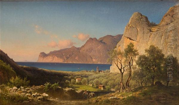 Mediterranean Landscape Oil Painting by Alexander Swieszewski